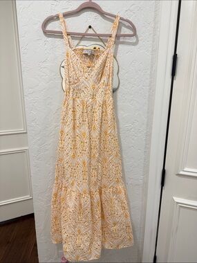 Sleeveless Yellow Patterned Maxi Dress